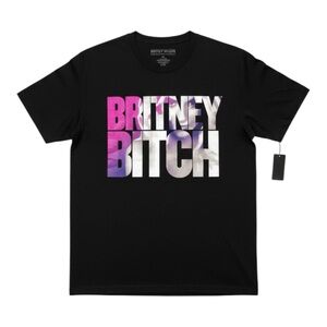 X-L 100% Cotton Britney B- Black Graphic T-Shirt with Purple and White Text